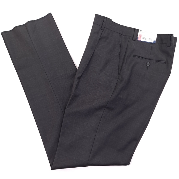 Hart Schaffner Marx Other - Hart Schaffner Marx Chicago Pleated Dress Pants Black Worsted Wool Unhemmed 36 R